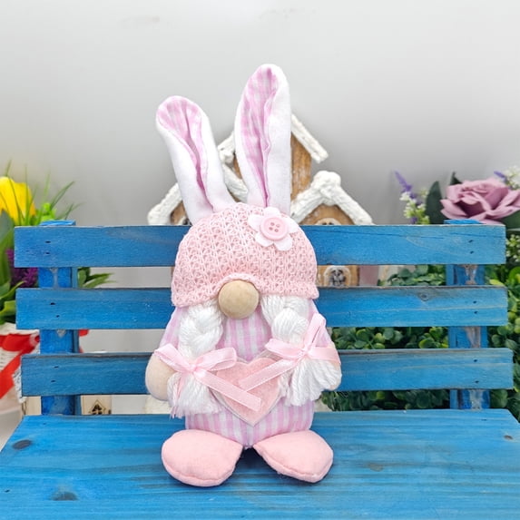 2026 Easter Bunny Plush Doll Holding Egg - Cute Rabbit Stuffed Animal Ornament for Spring Home Decor, Soft Plush Bunny Toy, Durable Easter Party Living Room Bedroom Holiday Decoration, 8*4*2in, B