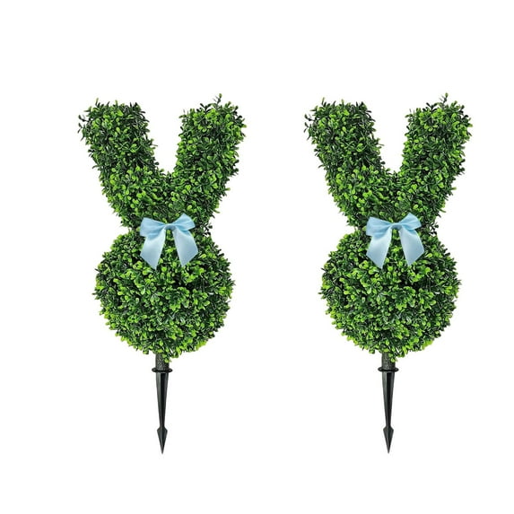 2026 Easter Bunny Topiary Tree- 24"Premium Artificial Rabbit Topiary for Outdoor Indoor Decor,Easter Rabbit Shaped Boxwood Topiary Tree Pot,Perfect Easter Bunny Decor for Porch & Garden(2PCS)
