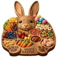 thumbnail image 1 of 2026 Easter Bunny Wooden Charcuterie Board, Rabbit Wooden Deli Board, Cute Rabbit-Shaped Serving Tray with Compartments, for EasterParty Centerpiece Holiday Snacks & Treats KitchenTable, 1 of 5