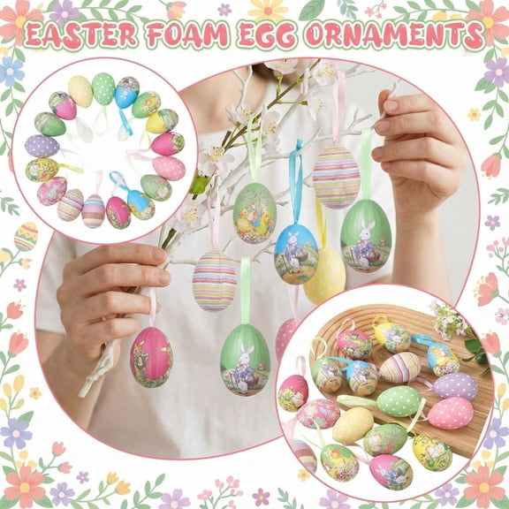 2026 Easter Decorations,Easter Foam Eggs - Colorful Party Decorations,Random Patterns