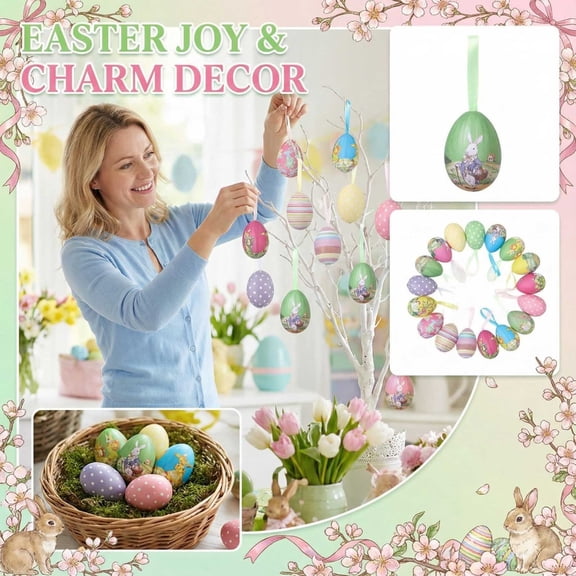 2026 Easter Decorations,Easter Foam Eggs - Colorful Party Decorations,Random Patterns
