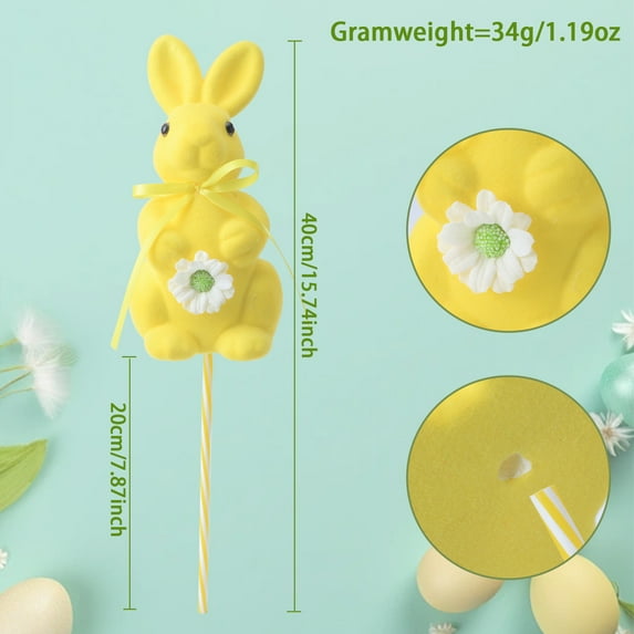 2026 Easter Decorations Flocked Easter Bunny Ornament - Soft Plush Spring Bunny Figurine With Festive Design, Ideal For Easter Home Decor, Kids Gifts, Tabletop Shelf Mantel