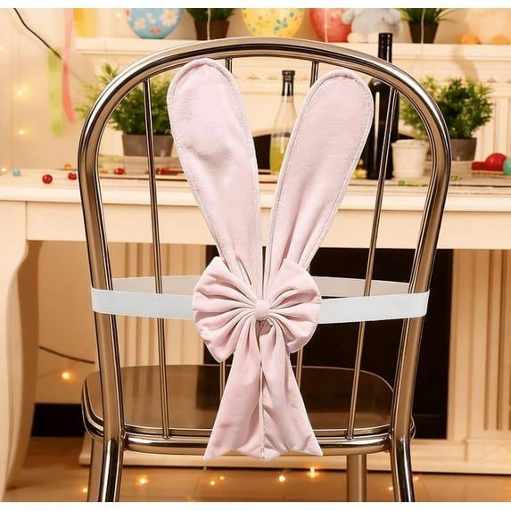 2026 Easter Rabbit Ears Chair Cover Decoration 22.8 Inch Cute Pink ...