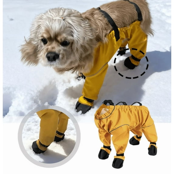 2026 Edition 1PC Waterproof Dog Boots with Suspenders - Anti-Slip Paw Protector for Small Medium Dogs, Full Leg Coverage for Outdoor Walking