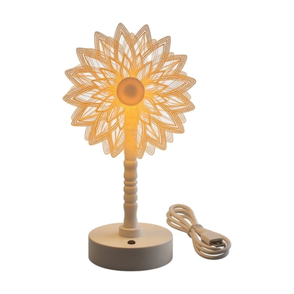 2026 Edition Dandelion Acrylic LED Night Light, USB Powered Bedside Desk Lamp for Adults, Geometric Flower Silhouette Sleep Light with Base, Modern Warm Aesthetics Tabletop Lamp