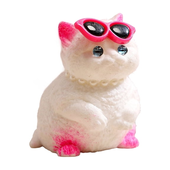 2026 Edition Fuzzy Fashion Cat Squeeze, Chic Pearl Jewelry Feline Squeeze Hand-Pinching Sensory Toys, Soft Squeeze Decompression Dough for Adults