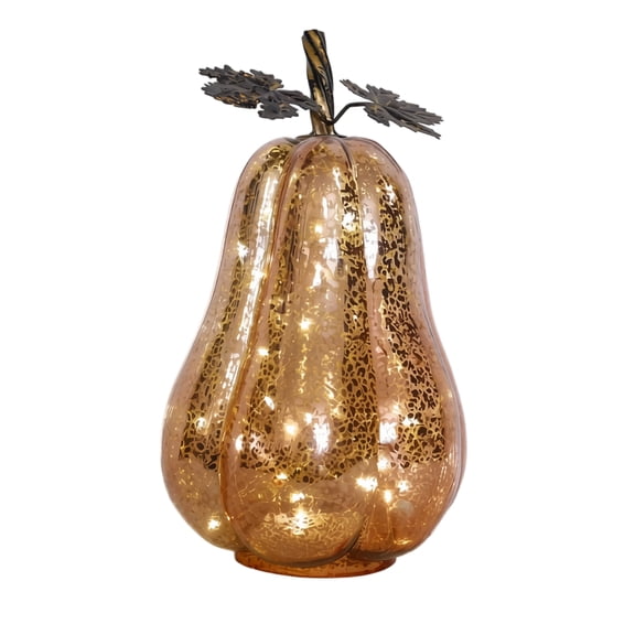 2026 Edition Glass Pumpkin Halloween Light Up Decor, Glowing Tabletop Ornament for Home, Mercury Glass Pumpkin Atmosphere Lamp with LED Strings, Elegant Festive Harvest Lights Halloween Gifts