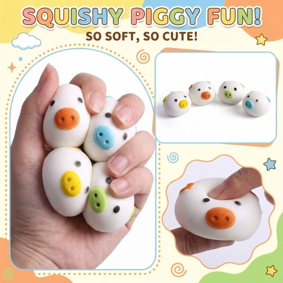 2026 Edition Kawaii Piggy Squeeze Set, High-Quality Silicone Stress Relief - Cute Animal Fidget, Hand-Pinching Sensory Toys, Soft Squeeze Decompression Dough for Adults