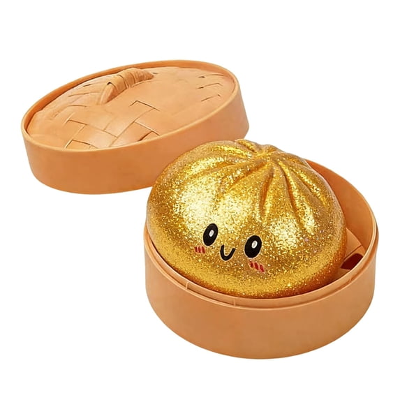 2026 Edition Metallic & Glitter Bao Bun Squeeze, Realistic Dim Sum Steamer Set - 7-Color Shimmering Stress Relief Fidget, Hand-Pinching Sensory Toys, Soft Squeeze Decompression Dough for Adults