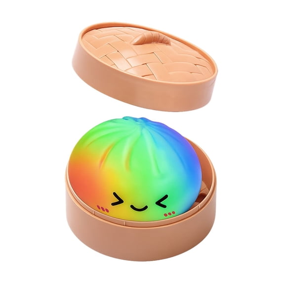 2026 Edition Rainbow Gradient Bao Bun Squeeze, High-Quality Silicone Stress Relief - Colorful Dumpling Fidget, Hand-Pinching Sensory Toys, Soft Squeeze Decompression Dough for Adults