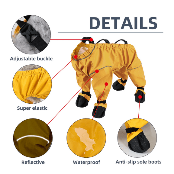 2026 Edition Waterproof Dog Shoes, Adjustable Suspender Boots for Dogs Winter Snow Rain Hiking Walking, Anti-Dirty Dogs Pants