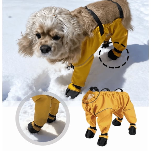 2026 Edition Waterproof Dog Shoes, Adjustable Suspender Boots for Dogs Winter Snow Rain Hiking Walking, Anti-Dirty Dogs Pants