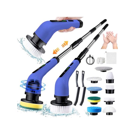 2026 Electric Rotary Scrubber, Rechargeable 9-in-1 Cleaning Brush with 2-Speed Settings, IPX7 Waterproof, Adjustable Handle, Perfect for Tubs, Tiles, Floors & Cars