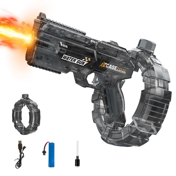 2026 Electric Watergun Toy – Automatic High-Speed Continuous Fire with LED, 400ml Large Tank, Long Range for Outdoor Pool Beach Water Fight(Black1PCS)