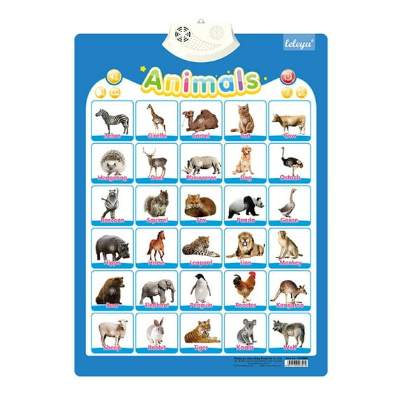 2026 Electronic Animals Wall Chart For Kids Learning English Words Poster Interactive Toy Quiz
