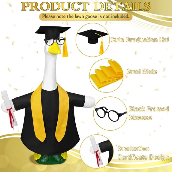 2026 Elegant Graduation Season Goose Clothes, Delicate Gown Cap Stole Set, Perfect for 23" Lawn Goose, Lovely Courtyard Outdoor Graduation Scene Layout Decor,porch goose