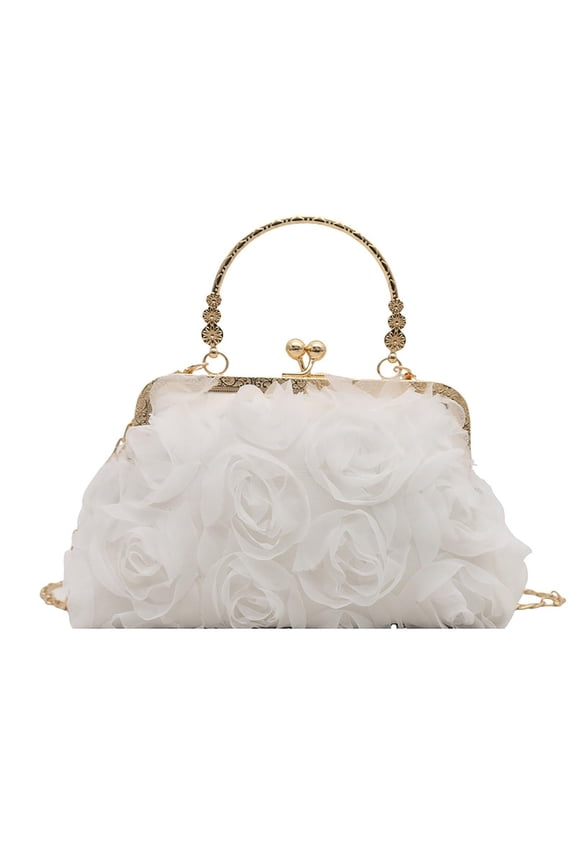 2026 Elegant Rose Clutch for Women Floral Kiss Lock Evening Bag Cute Flower Formal Purse For Wedding