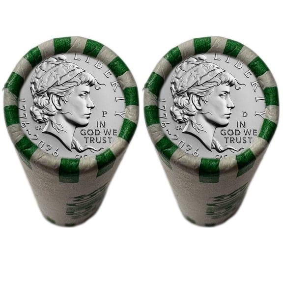 2026 Set of 2 Emerging Liberty Dime Brilliant Uncirculated Coin Rolls Both P & D Mint, America's 250th Anniversary