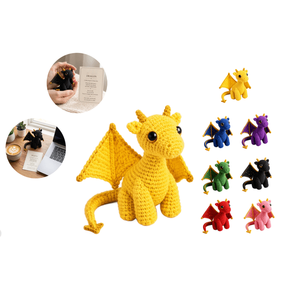 2026 Emotional Support Dragon Pocket Buddy Office Companion,5.9'' Tiny Dragon Plush Stuffed Animals with Affirmation Encouragement Card,Fantasy Gift for Students & Adult(Yellow0