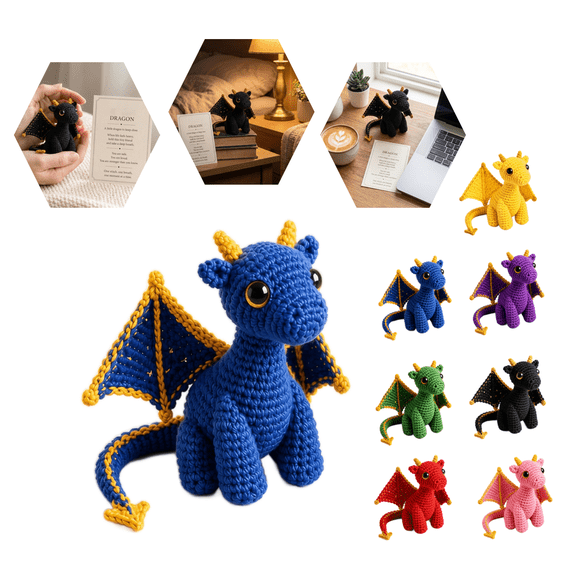2026 Emotional Support Dragon Pocket Buddy Office Companion,Cute Dragon Plush Stuffed Animals with Encouragement Card,Fantasy Gift for Adults(Blue0