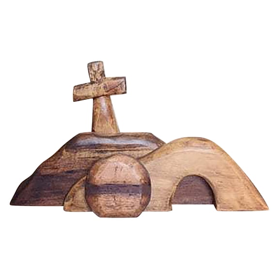 2026 Empty Tomb Easter Scene and Cross Decoration,Wooden Easter Resurrection Scene Cross Jesus Tomb Tray Set,Jesus Nativity Scene Decor for Religious Home Office Tabletop Christian Gifts,A