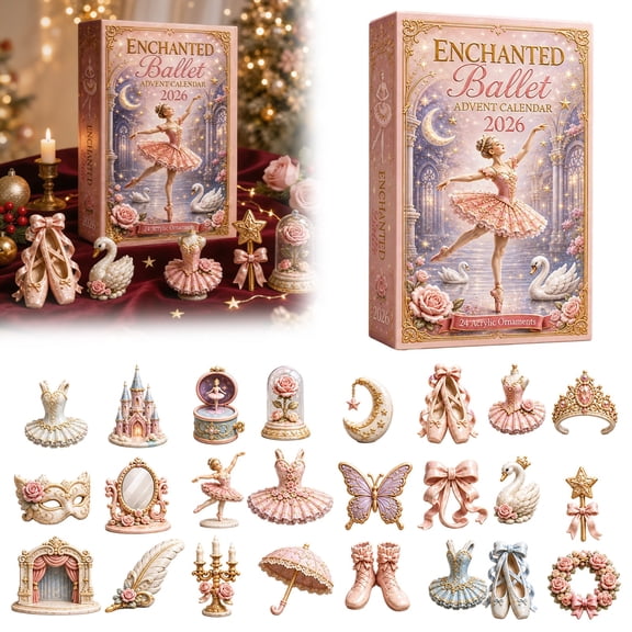 2026 Enchanted Ballet Advent Calendar 24Pcs 2D Flat Acrylic Hanging Ornaments Fairytale Ballerina Christmas Countdown Christmas Tree Decor Bedroom Decor Birthday Party Favor Gift for Girls