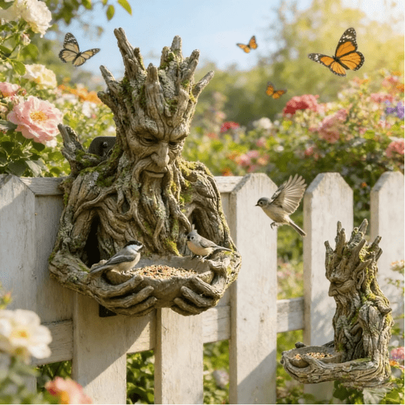 2026 Enchanted Tree Bird Feeder – Tree Faces Decor Outdoor Forest Guardian Style Garden Yard Art Garden Decor for Patio, Yard & Outdoor Spaces