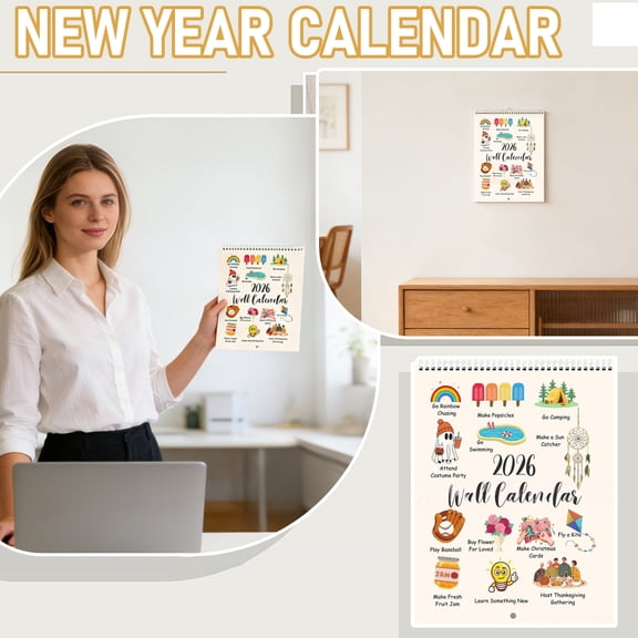 2026 Engaging / Interactive Activity Wall Calendar, Daily Joyful Tasks Guide For Low - Effort Happiness, Perfect For Home & Office