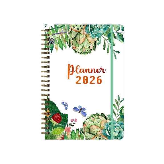 2026 English Annual Coil Planner, A5 Weekly Monthly Organizer, Suitable for Commute Use Business Travel Professional Gifting, Handy Full Year Schedule Management Notebook