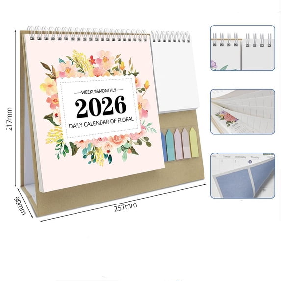 2026 English Calendar Desk Standing Calendar Small Monthly Planner Table Office Calendar Mini Tabletop Schedule Wall Home Office