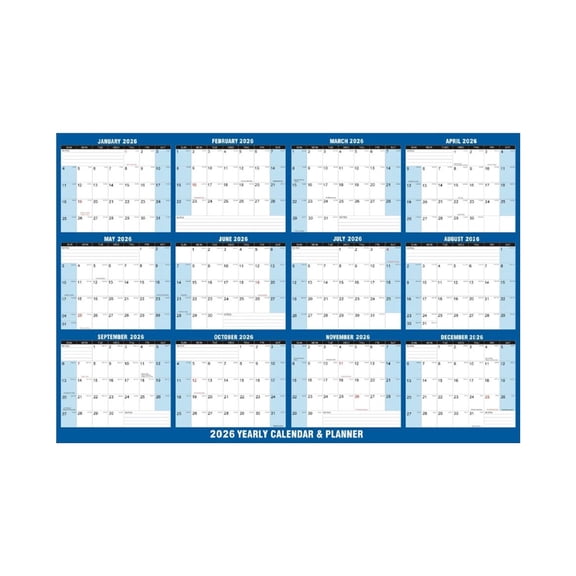 2026 English Double-Sided Erasable Large Size Wall Calendar 34X24 Inches - For Wall-Mounted Planner Check-In Record, In Stock - For Home Office Personal Time Management &