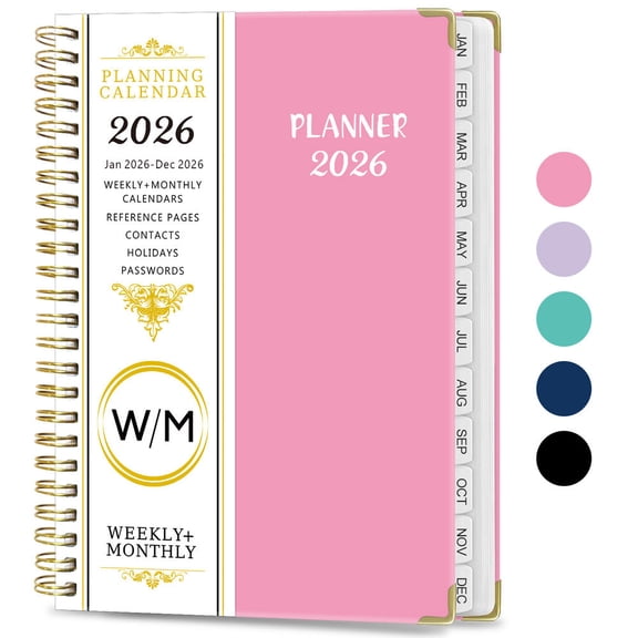 2026 English Notebook A5 Spiral-Bound Calendar Notebook Weekly Planner Work Log & Schedule Book