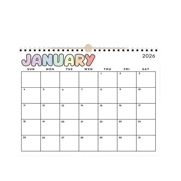 2026 English Wall Calendar With Coil Binding Monthly Layout Julian Dates Thick Paper Desk Calendar For Home Office Planning 28X21Cm Size Wall Mount Calendar