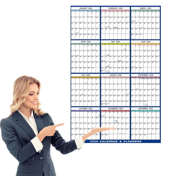 2026 English Wall Mounted Erasable Calendar, Double Sided Adhesive Foldable Style for Home Office Monthly Planner Write On Wipe Off Reusable Hanging with Marker Included