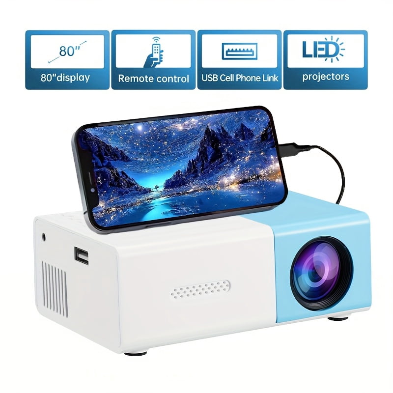 2026 Enhanced HD Projector M3, 1080P, Works with Hdtv/Usb/Av/Android/Ios, Compact Mini | White | Outdoor Entertainment | Contemporary White Projector | High-Definition Lens | Perfect Holiday Present