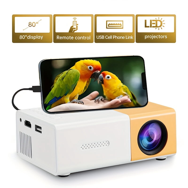 2026 Enhanced HD Projector M3, 1080P, Works with Hdtv/Usb/Av/Android/Ios, Compact Mini | White | Outdoor Entertainment | Contemporary White Projector | High-Definition Lens | Perfect Holiday Present