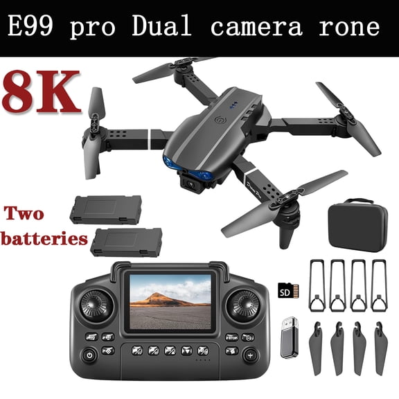 The 2026 Enhanced Remote-Controlled Drone Features a Screen Remote, Dual HD Cameras, And Comes with Two Batteries Providing 50 Minutes of Flight Time. It Includes an Obstacle Avoidance Feature