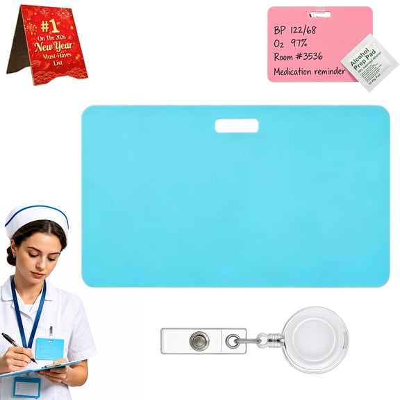 2026 Erasable Badge Note, Reusable Erasable Whiteboard, Vertical/Horizontal Pocket Notebook with Badges Clip, Ballpoint Pen Write&Alcohol Wipeable Notepad for Nurses Doctors