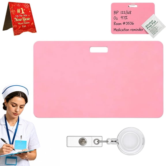 2026 Erasable Badge Note, Reusable Erasable Whiteboard, Vertical/Horizontal Pocket Notebook with Badges Clip, Ballpoint Pen Write&Alcohol Wipeable Notepad for Nurses Doctors