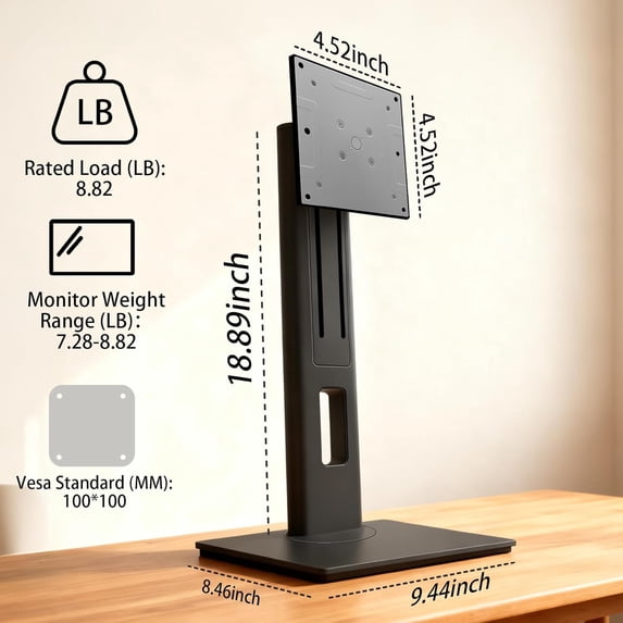 2026 Ergonomic VESA Monitor Stand with 150mm Spring Height Adjustment, Tool- Base for 26-32 Inch Monitors