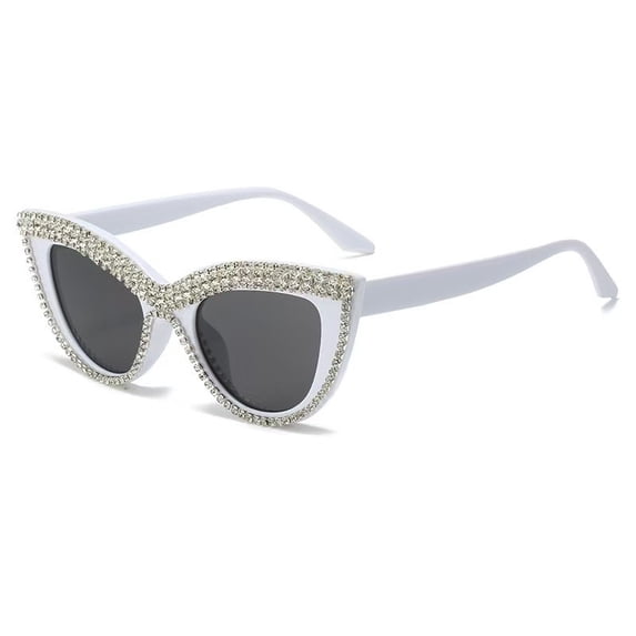 2026 European and American trendy stylish personalized handcrafted diamond-embellished cat-eye sunglasses, fashionable retro high-end sunglasses for women