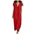 thumbnail image 1 of 2026 European And Station Summer Solid Color Elegant Temperament Flying Sleeve Dress, 1 of 8