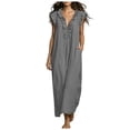 thumbnail image 1 of 2026 European And Station Summer Solid Color Elegant Temperament Flying Sleeve Dress, 1 of 8