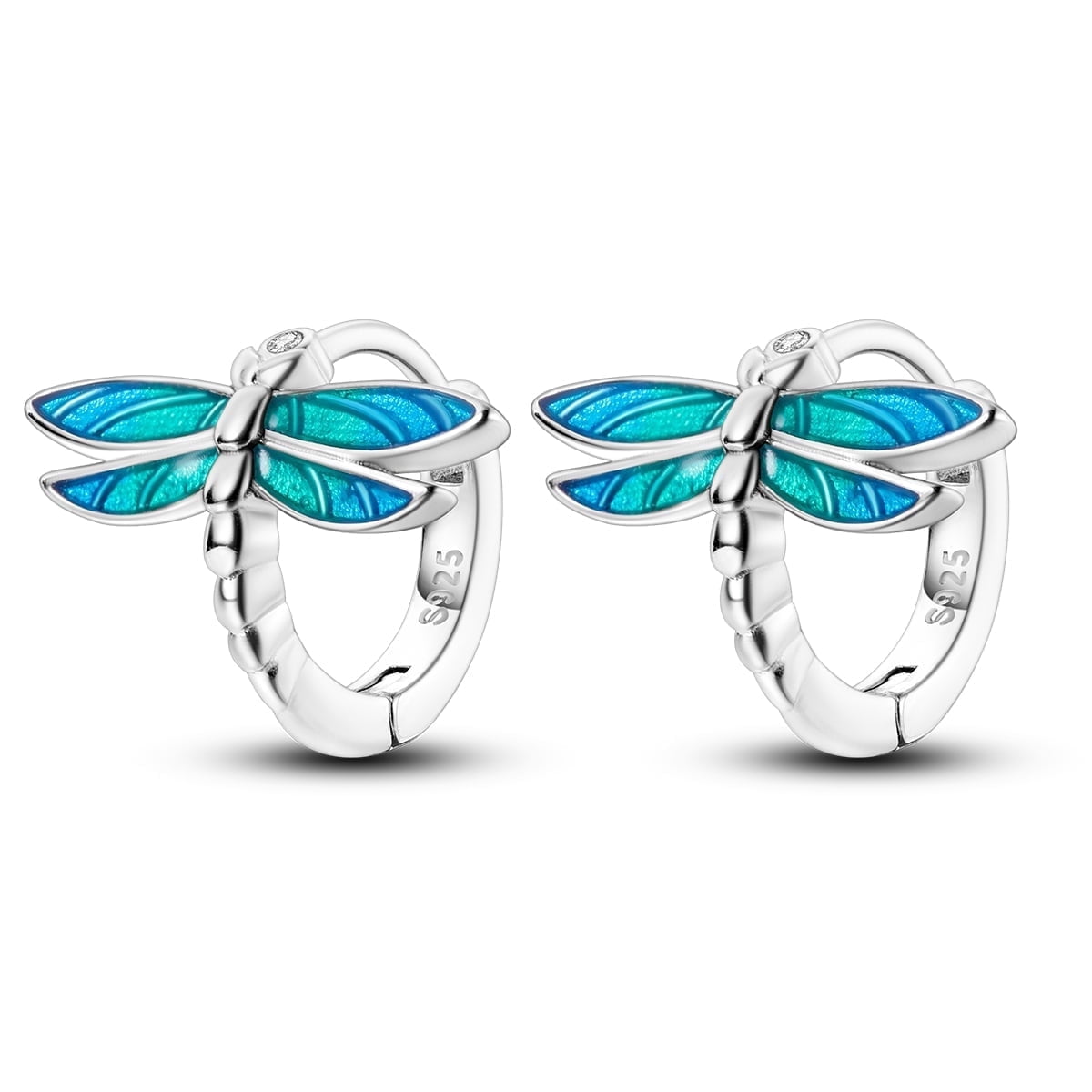 MULA European 925 Sterling Silver Dragonfly Hoop Earrings, Blue Enamel Women's Jewelry Birthday Gift for Her