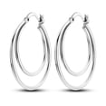 thumbnail image 1 of MULA 925 Sterling Silver Large Double Circle Hoop Earrings, European Minimalist Women's Jewelry Birthday Gift for Her, 1 of 5