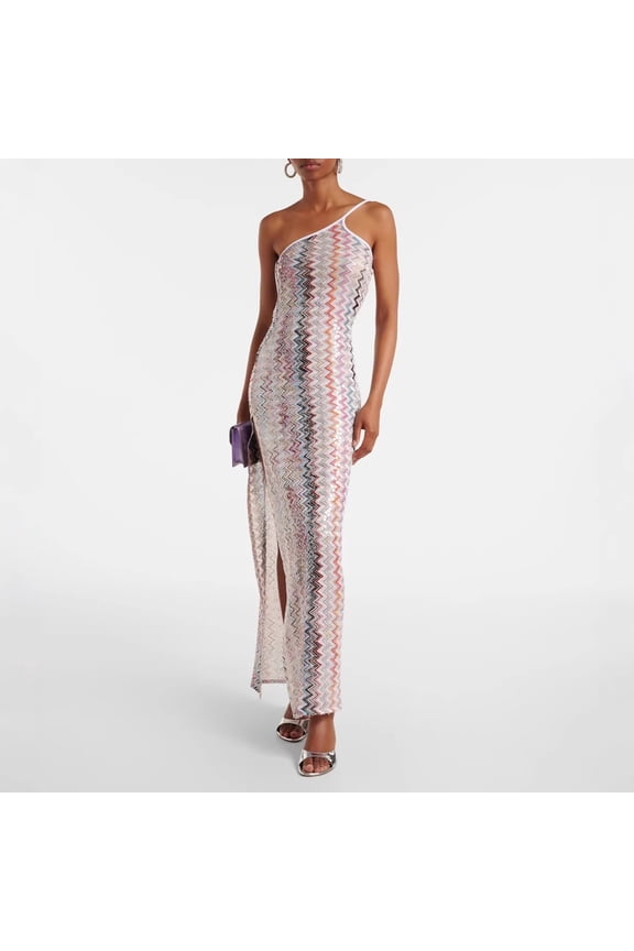 2026 European and American Spring/Summer New Off-Shoulder Printed Slit Dress INS Loose Vacation Party Dress