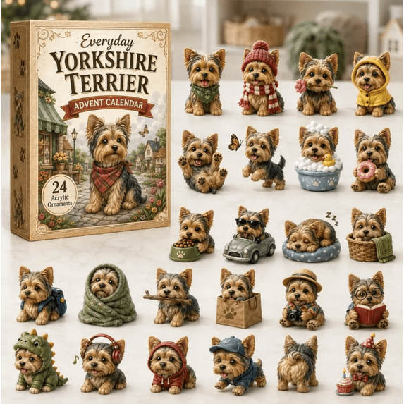 2026 Everyday Yorkshire Terrier Advent Calendar 24 Days Advent Calendar Blind Box 24 Day Countdown with Mini Yorkshire Collectibles for Fans, Lovers & Holiday Decor
