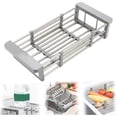 thumbnail image 1 of 2026 Extend Kitchen Sink Drain Basket with Adjustable Boom, Retractable Stainless Steel Sink Rack, Multifuncion Sink Drying Rack, Dish Drying Rack for Vegetables Fruits Dishes, Dish Rack Over Sink, A, 1 of 6