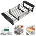 thumbnail image 1 of 2026 Extend Kitchen Sink Drain Basket with Adjustable Boom, Retractable Stainless Steel Sink Rack, Multifuncion Sink Drying Rack, Dish Drying Rack for Vegetables Fruits Dishes, Dish Rack Over Sink, C, 1 of 5