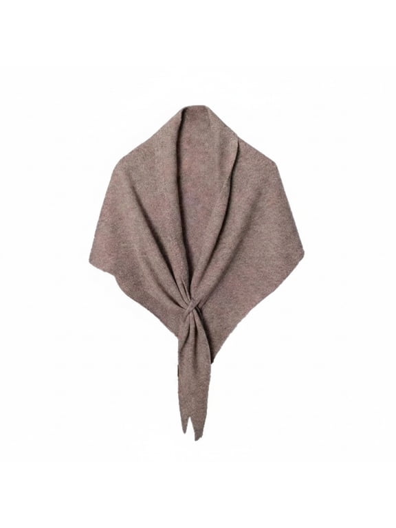 2026 Fall & Winter Wool Blend Solid Triangle Scarf Shawl for Women - Warm Thick Knit Wrap